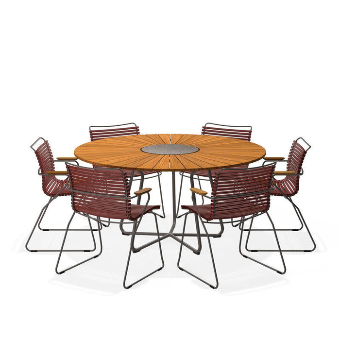 HOUE Tuinset 6x Click Dining Armchair + Circle Table 150 cm