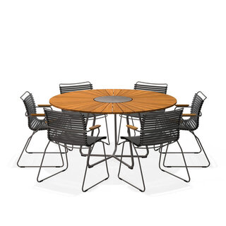HOUE Tuinset 6x Click Dining Armchair + Circle Table 150 cm