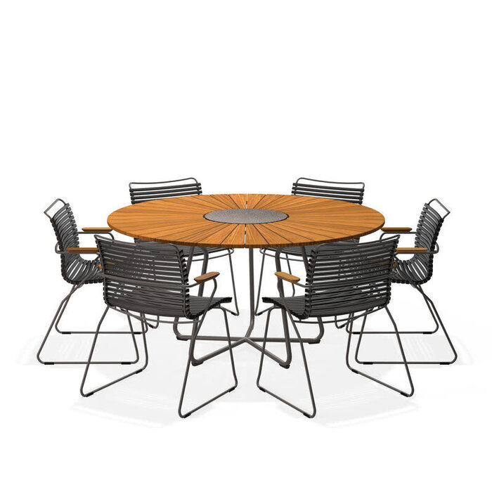 HOUE Tuinset 6x Click Dining Armchair + Circle Table 150 cm