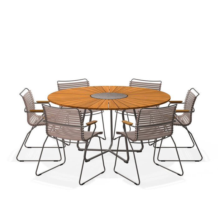 HOUE Tuinset 6x Click Dining Armchair + Circle Table 150 cm