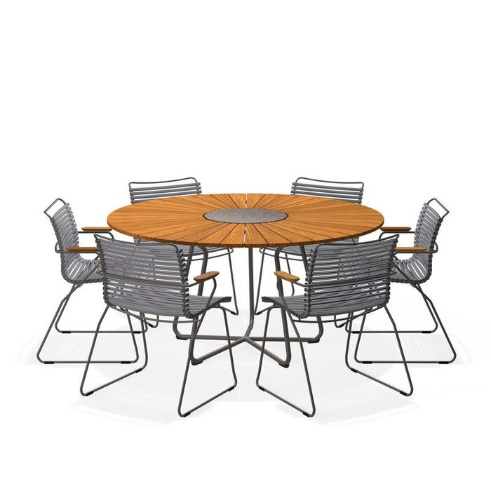 HOUE Tuinset 6x Click Dining Armchair + Circle Table 150 cm