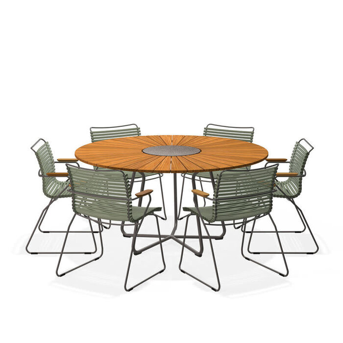 HOUE Tuinset 6x Click Dining Armchair + Circle Table 150 cm