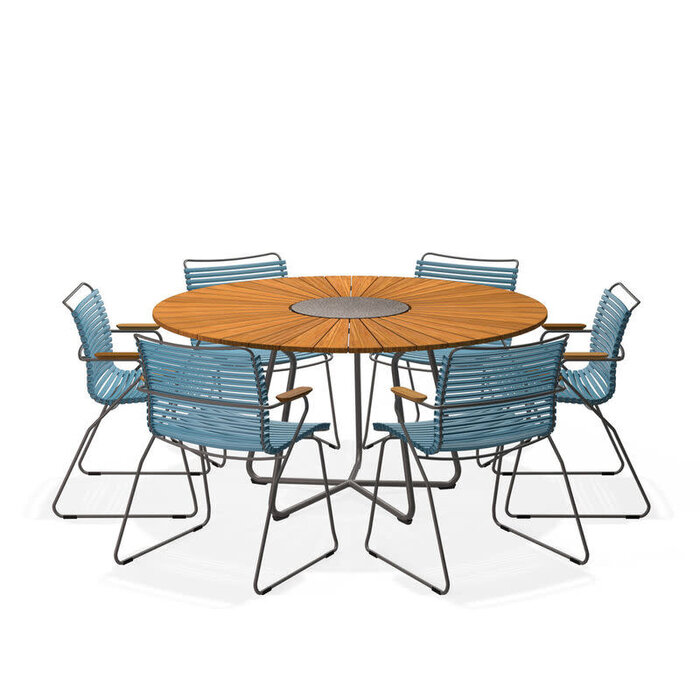 HOUE Tuinset 6x Click Dining Armchair + Circle Table 150 cm