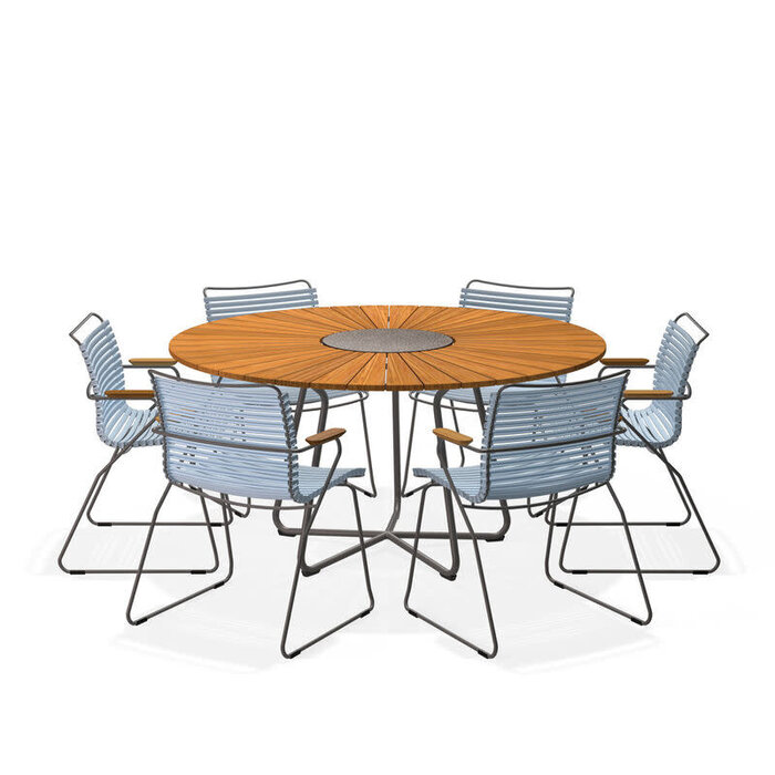HOUE Tuinset 6x Click Dining Armchair + Circle Table 150 cm
