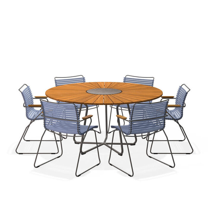 HOUE Tuinset 6x Click Dining Armchair + Circle Table 150 cm