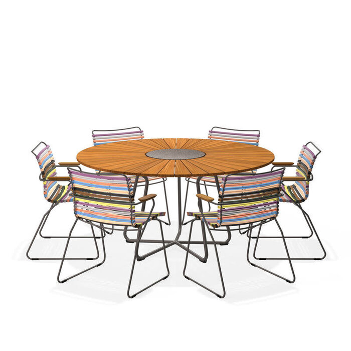 HOUE Tuinset 6x Click Dining Armchair + Circle Table 150 cm