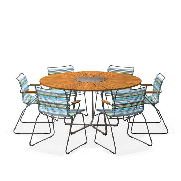 HOUE Tuinset 6x Click Dining Armchair + Circle Table 150 cm