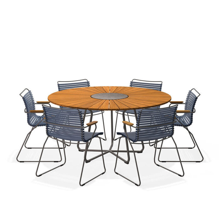 HOUE Tuinset 6x Click Dining Armchair + Circle Table 150 cm