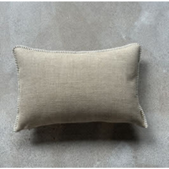 Omar Antwerp Anton Sand Cushion with Ivory Stitching 50 x 50 cm