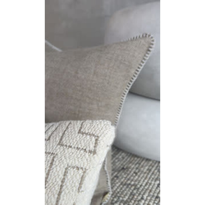 Omar Antwerp Anton Sand Cushion with Ivory Stitching 50 x 50 cm