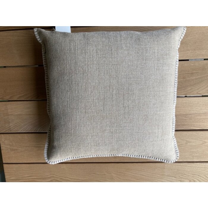 Omar Antwerp Anton Sand Cushion with Ivory Stitching 50 x 50 cm