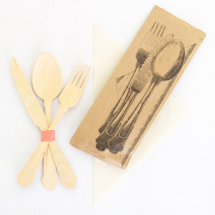 Seletti Houten Fineer Bestek- en Servetset