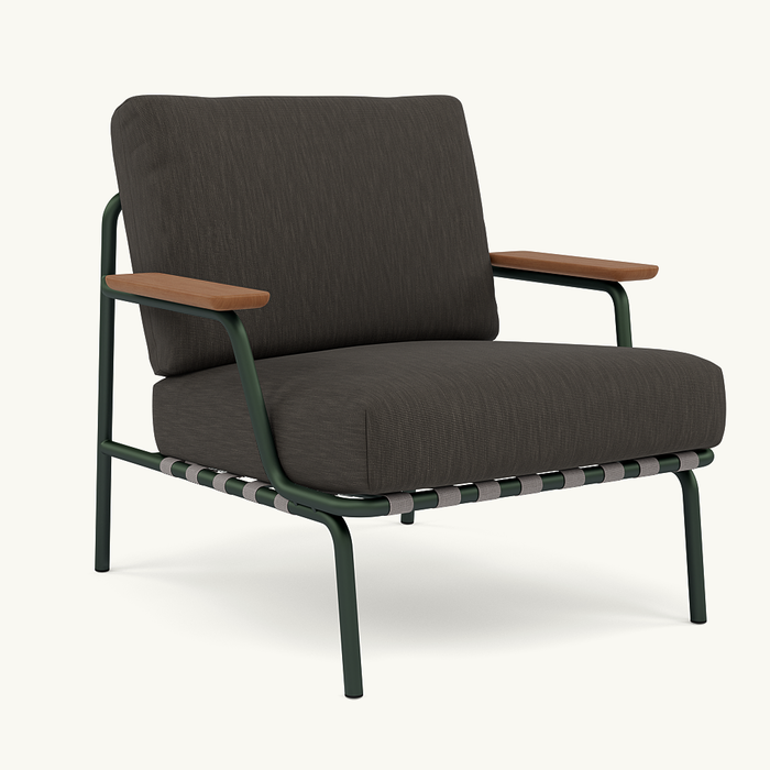 Muuto Settle Lounge Chair Dark Green Frame - Ribbed Weave