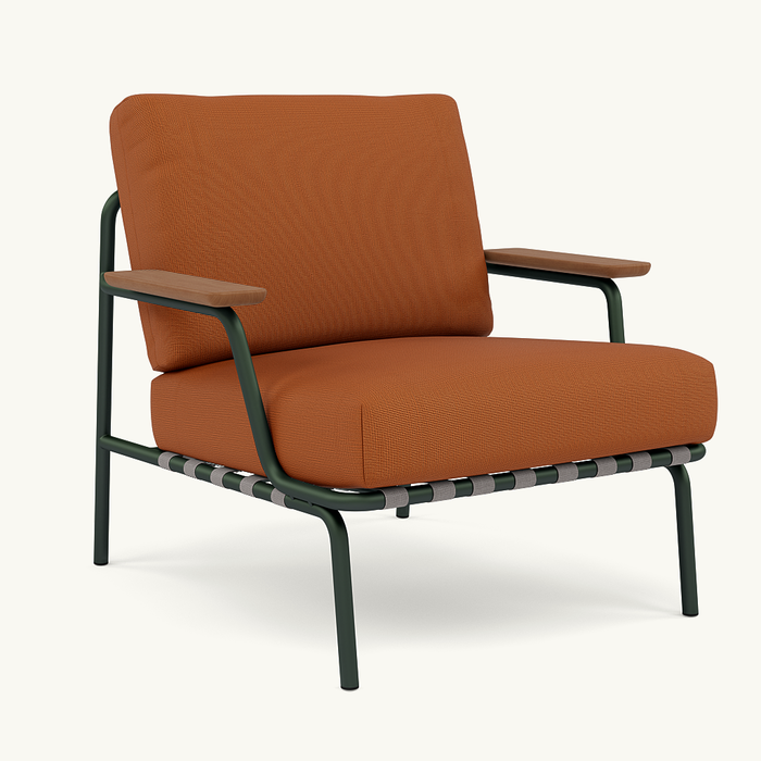 Muuto Settle Lounge Chair Dark Green Frame - Ribbed Weave