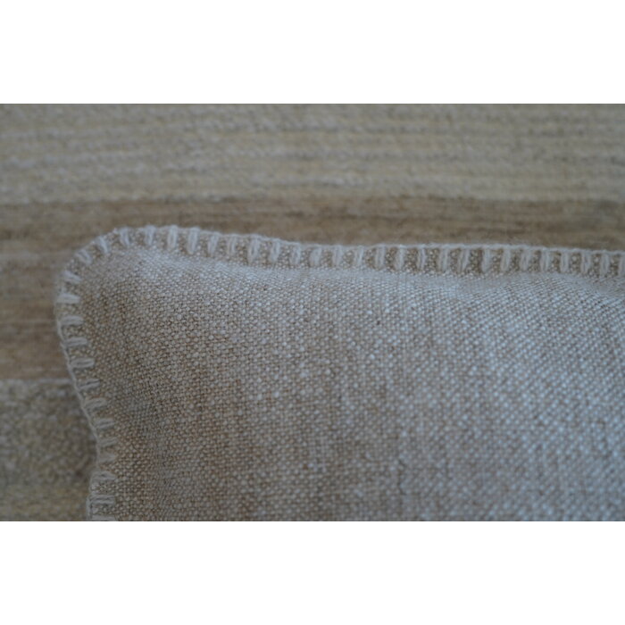 Omar Antwerp Anton Sand Cushion with Ivory Stitching 50 x 50 cm