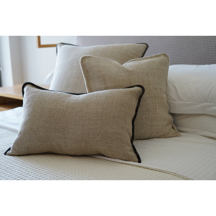 Omar Antwerp Anton Sand Cushion with Ivory Stitching 50 x 50 cm