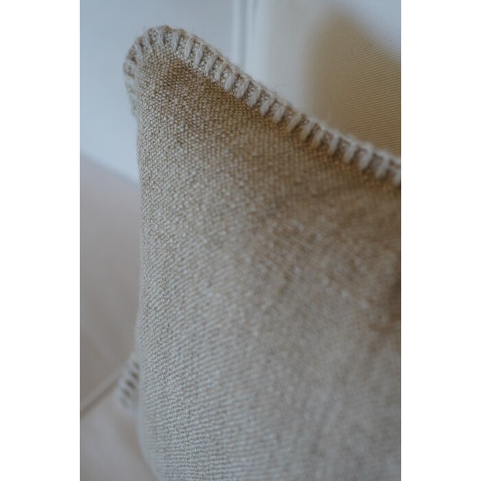 Omar Antwerp Anton Sand Cushion with Ivory Stitching 50 x 50 cm