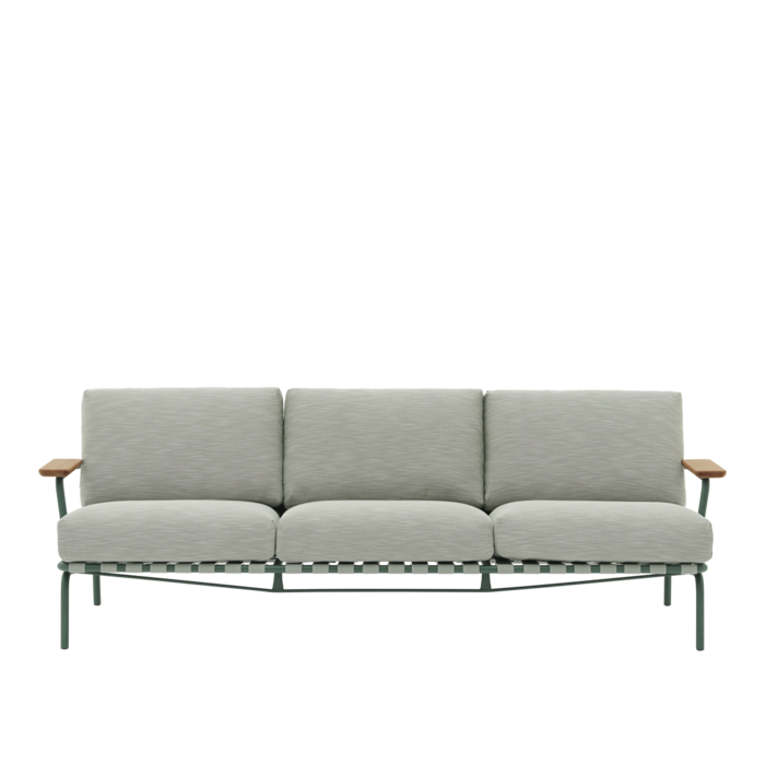 Muuto Settle Sofa 3-Seater Dark Green Frame Ribbed Weave