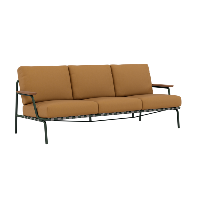 Muuto Settle Sofa 3-Seater Dark Green Frame Ribbed Weave