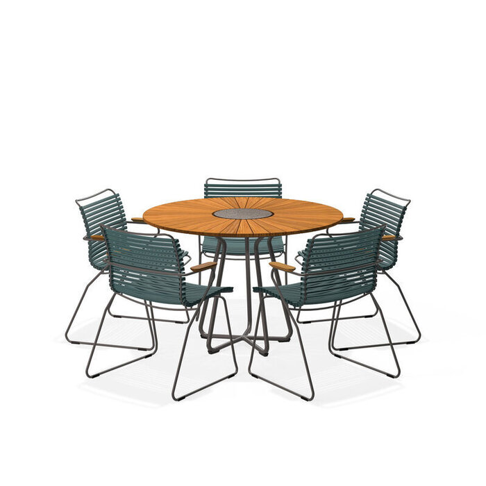 HOUE Tuinset 5x Click Dining Armchair + Circle Table 110 cm