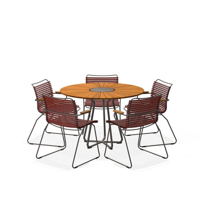 HOUE Tuinset 5x Click Dining Armchair + Circle Table 110 cm