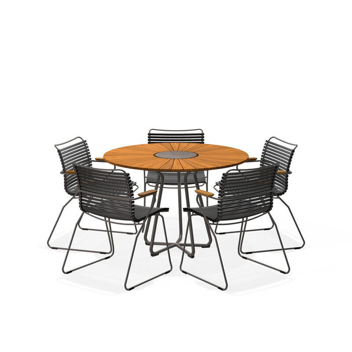 HOUE Tuinset 5x Click Dining Armchair + Circle Table 110 cm