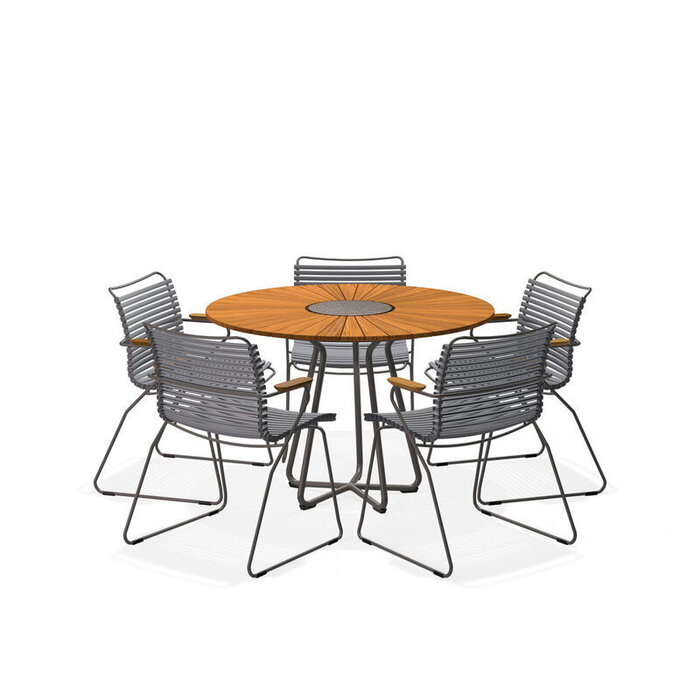 HOUE Tuinset 5x Click Dining Armchair + Circle Table 110 cm
