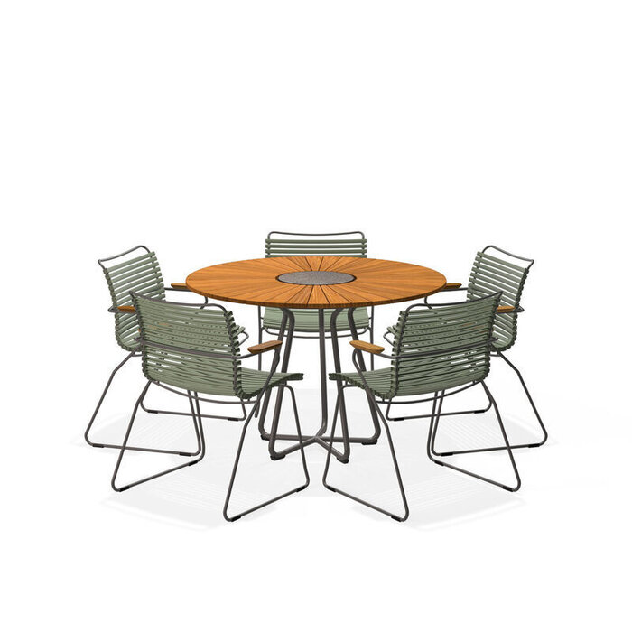 HOUE Tuinset 5x Click Dining Armchair + Circle Table 110 cm