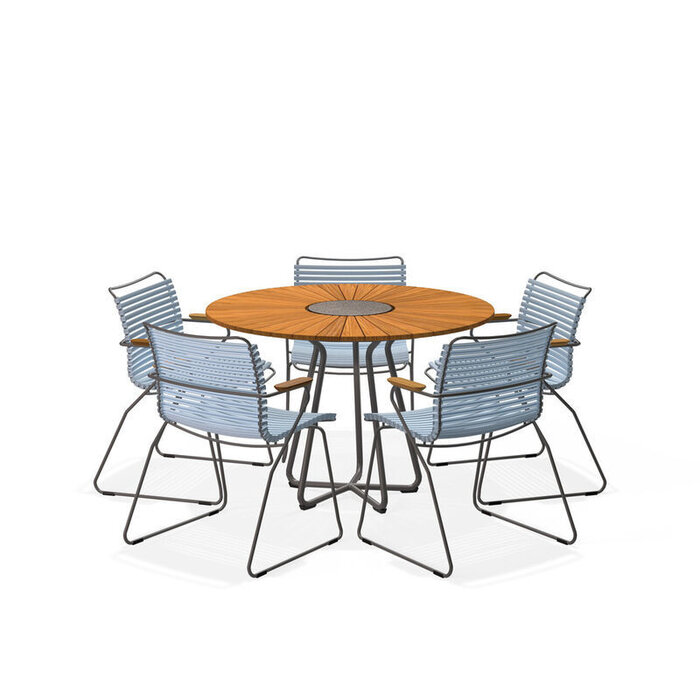 HOUE Tuinset 5x Click Dining Armchair + Circle Table 110 cm