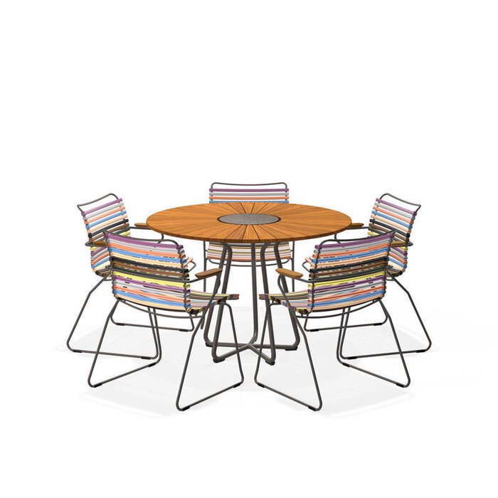 HOUE Tuinset 5x Click Dining Armchair + Circle Table 110 cm