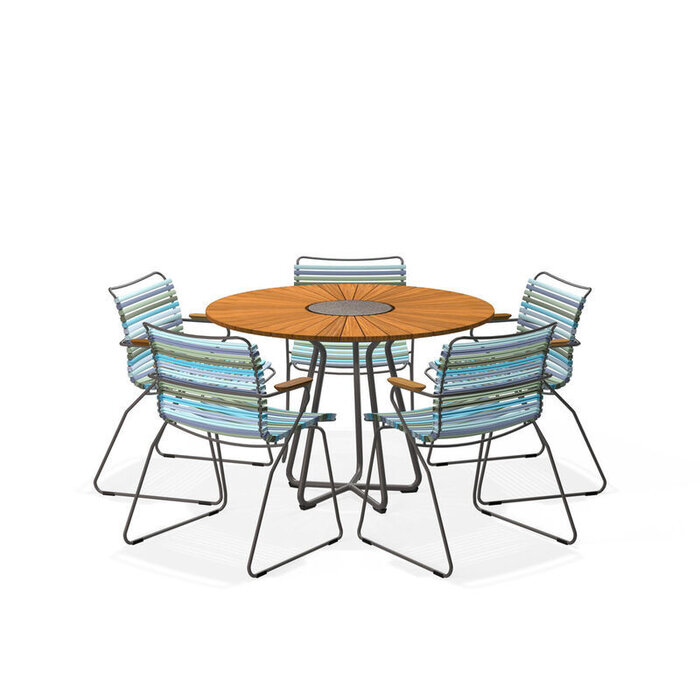 HOUE Tuinset 5x Click Dining Armchair + Circle Table 110 cm