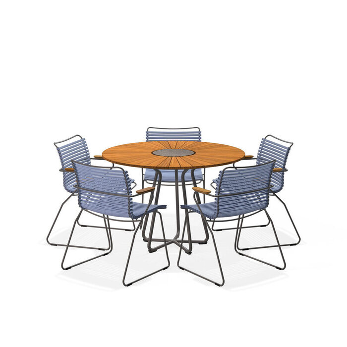 HOUE Tuinset 5x Click Dining Armchair + Circle Table 110 cm