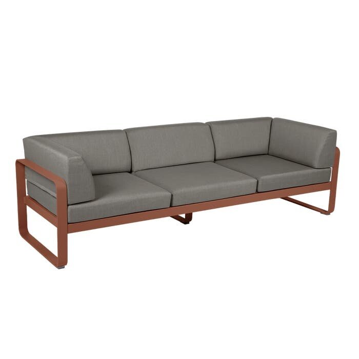Fermob Bellevie 3-Seater Club Sofa Grey Taupe Cushion