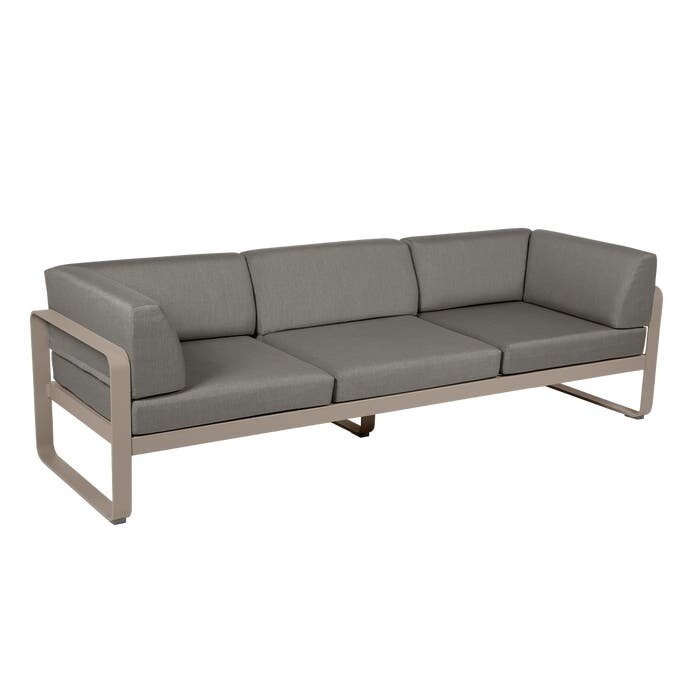 Fermob Bellevie 3-Seater Club Sofa Grey Taupe Cushion