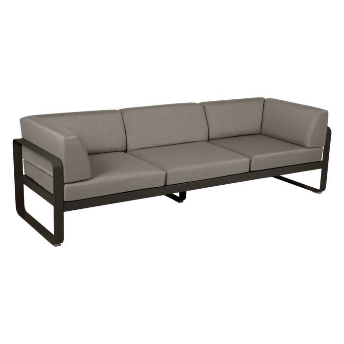 Fermob Bellevie 3-Seater Club Sofa Grey Taupe Cushion