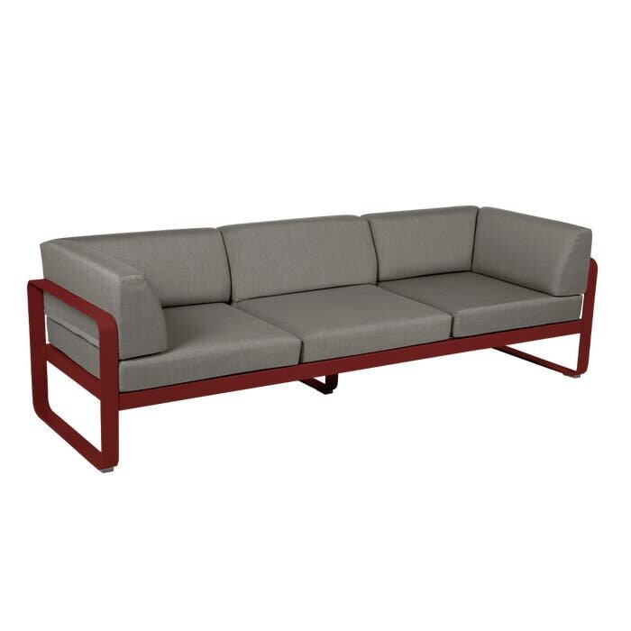 Fermob Bellevie 3-Seater Club Sofa Grey Taupe Cushion