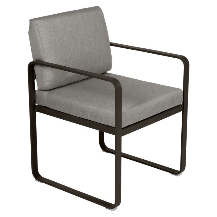 Fermob Bellevie Dining Armchair Grey Taupe Cushion