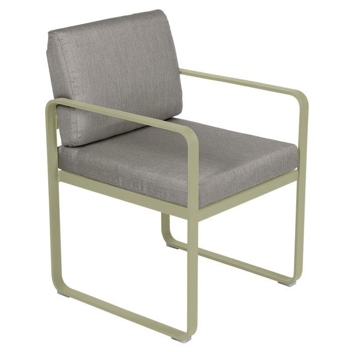Fermob Bellevie Dining Armchair Grey Taupe Cushion