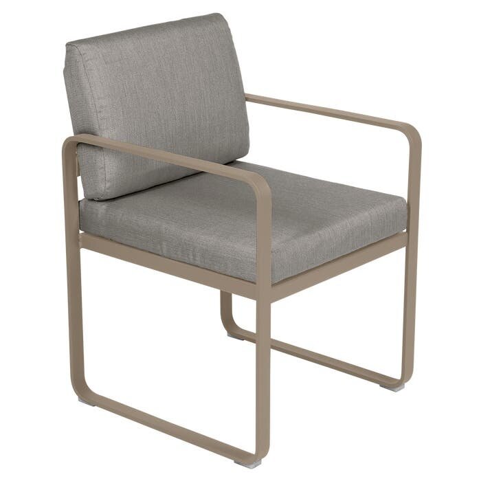 Fermob Bellevie Dining Armchair Grey Taupe Cushion
