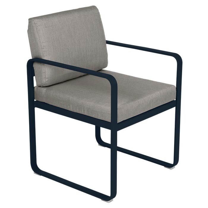 Fermob Bellevie Dining Armchair Grey Taupe Cushion