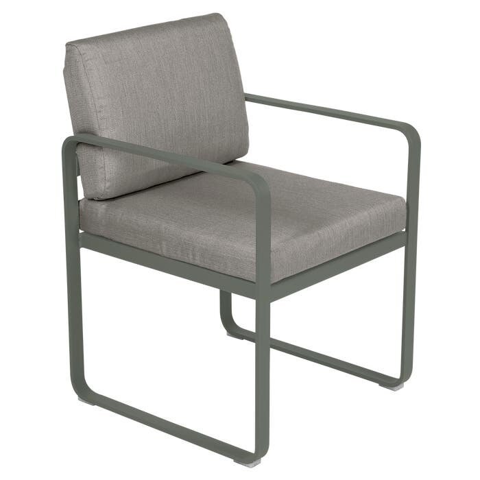Fermob Bellevie Dining Armchair Grey Taupe Cushion