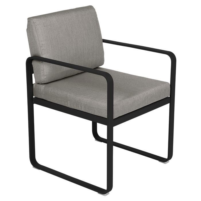 Fermob Bellevie Dining Armchair Grey Taupe Cushion