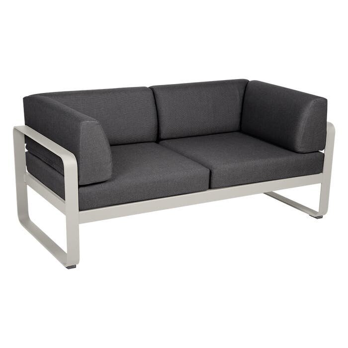 Fermob Bellevie 2-Seater Club Sofa Graphite Grey Cushion