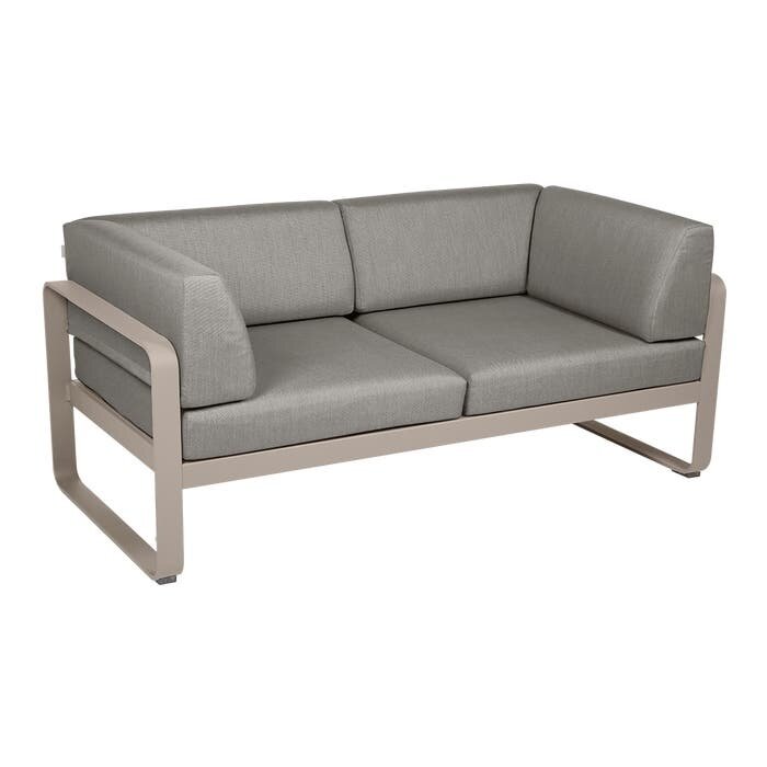 Fermob Bellevie 2-Seater Club Sofa Grey Taupe Cushion