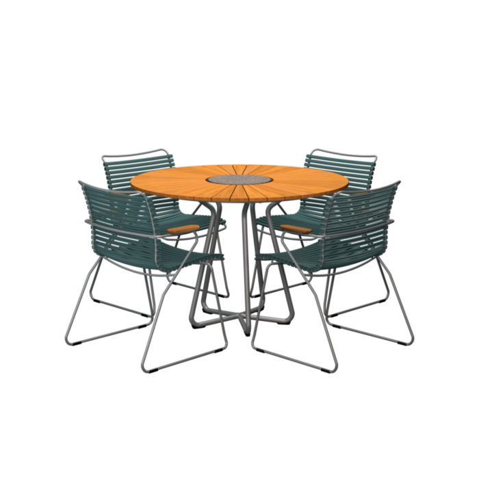 HOUE Tuinset 4x Click Dining Armchair + Circle Table 110 cm