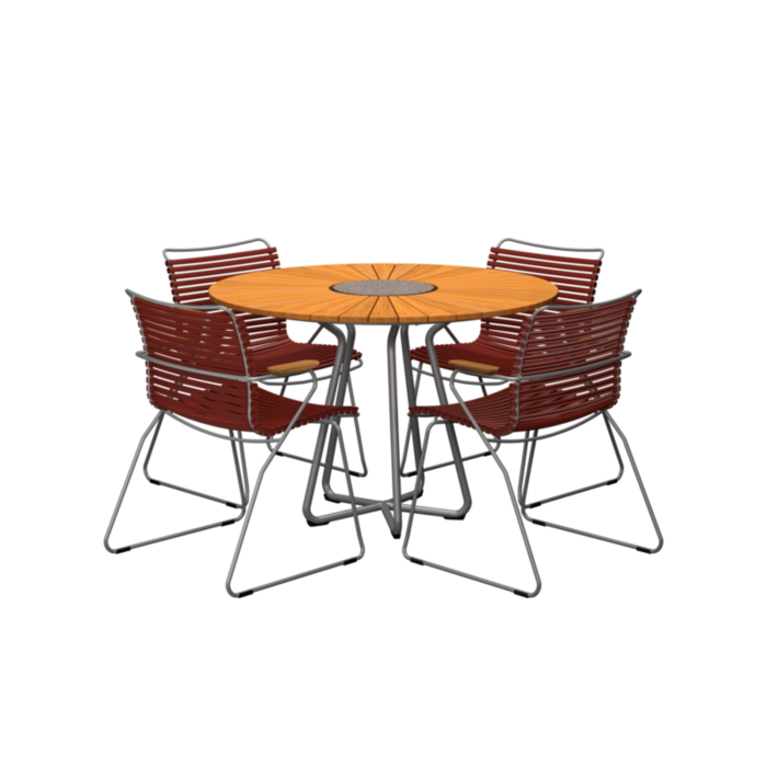HOUE Tuinset 4x Click Dining Armchair + Circle Table 110 cm