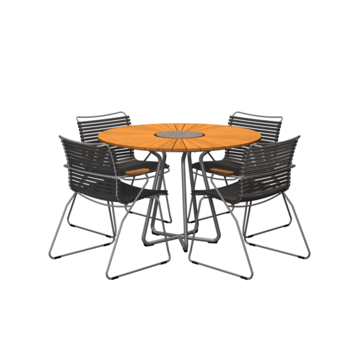 HOUE Tuinset 4x Click Dining Armchair + Circle Table 110 cm