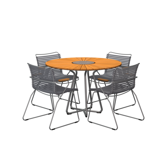 HOUE Tuinset 4x Click Dining Armchair + Circle Table 110 cm