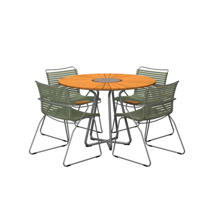 HOUE Tuinset 4x Click Dining Armchair + Circle Table 110 cm