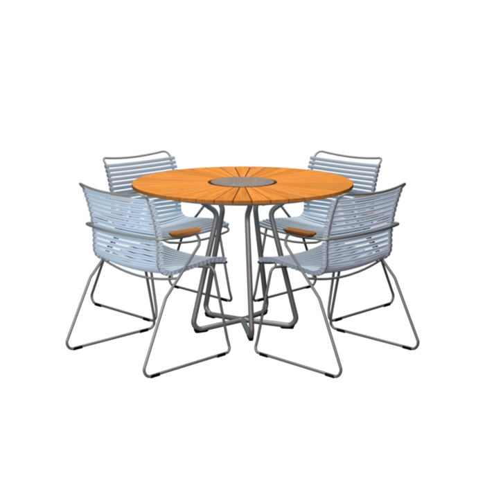 HOUE Tuinset 4x Click Dining Armchair + Circle Table 110 cm